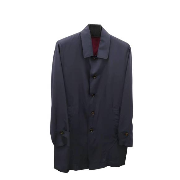 Navy String Silk Trench